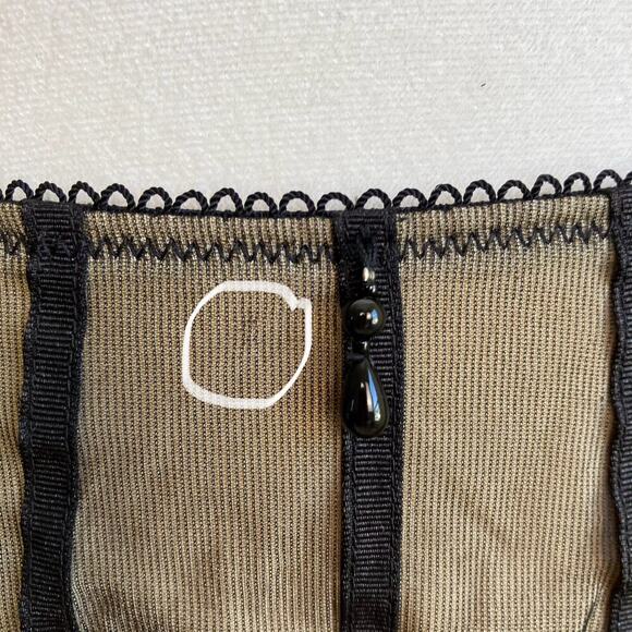 Elle Macpherson Spellbound Suspender Garter Belt Black Tan Mesh Lace Beads - Picture 4 of 16